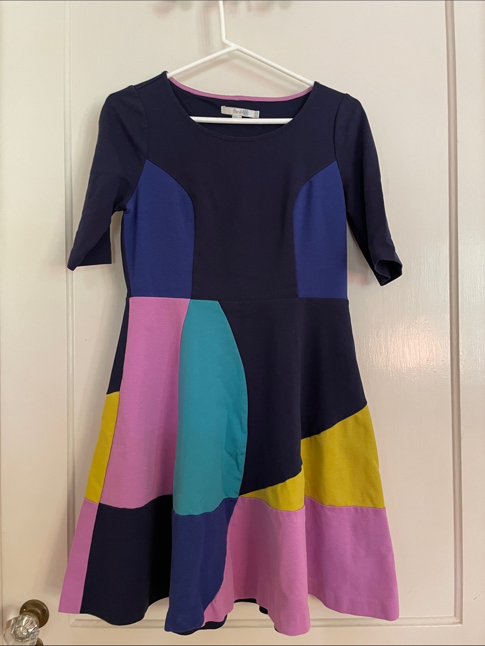 Boden Navy Dress with Pink Trim